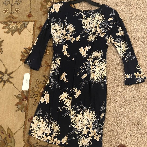 Pretty Blue and Gold Wrap Dress - Picture 3 of 4